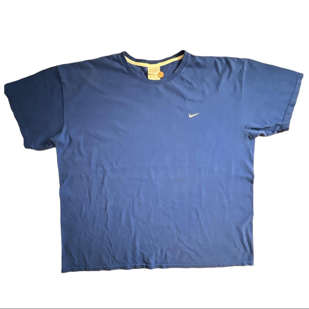 Vintage 2000 Y2K Nike Gray Small Embroidered Swoosh Mens Blue Tee Size XXL